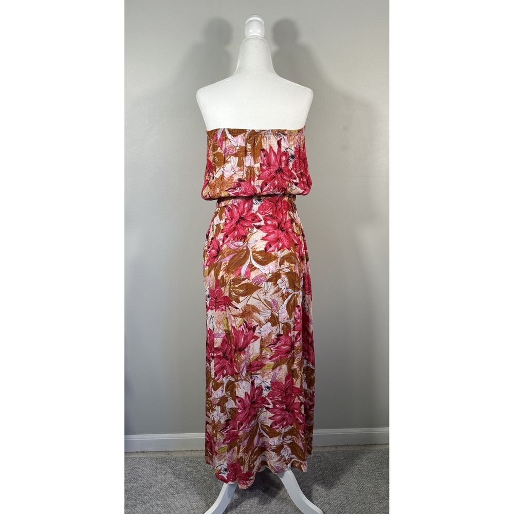 Lascana Venus Dress Womens Small Pink Floral Strapless Vacation Resort Read - Picture 2 of 11